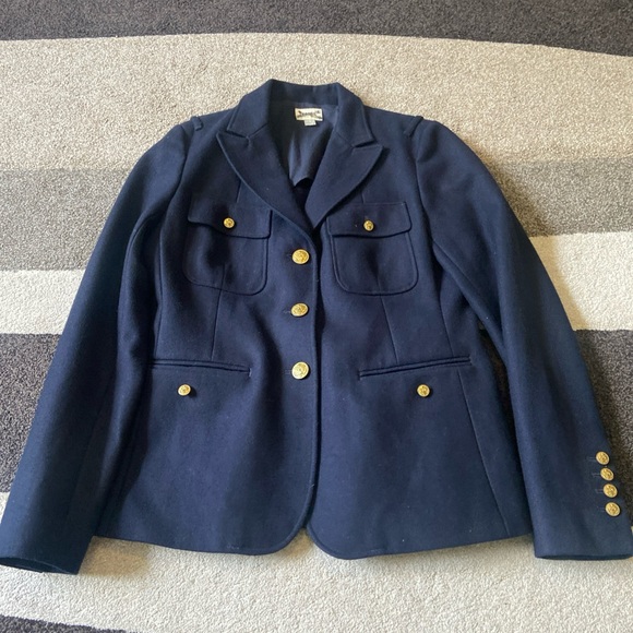Fossil Navy Wool Blend Gold Button, Military Style Blazer Sz Medium - Picture 3 of 11